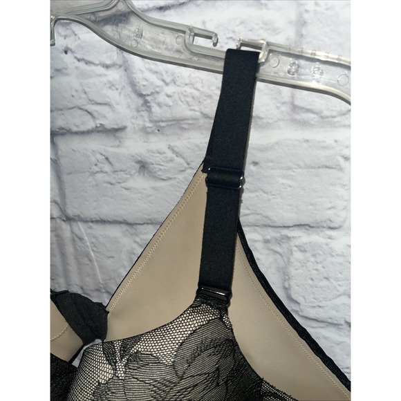 Sold ** Cacique Women's Lightly Lined Balconette Black Lace Underwire Bra 42DD - Picture 3 of 10